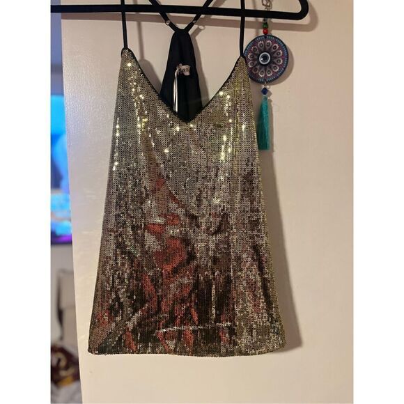 Grace Karin  Gold Glittery sequin clubbing strap size Medium BNWT - Picture 3 of 11